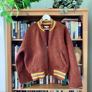 Madewell NWOT Teddy Varsity Bomber Jacket